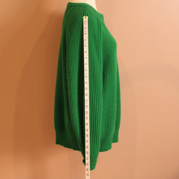 VTG 90's Kelly Green Chunky Knit Crew Neck Women's Sweater Carriage Court sz L - Picture 3 of 7
